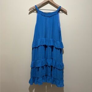 Umgee Sleeveless Ruffled Blue Dress